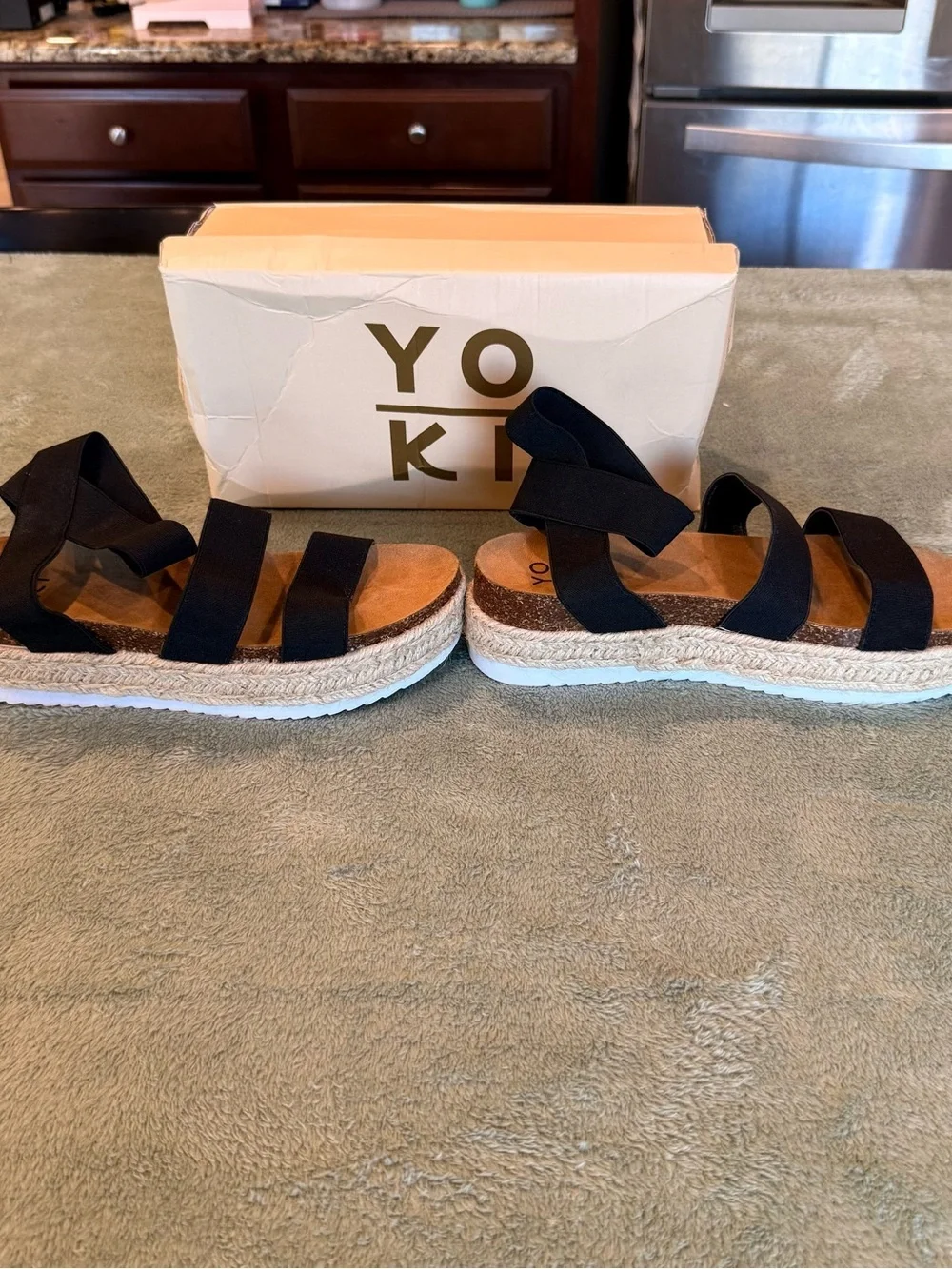 Yoki Chiara-10 Black Espadrille Platform Sandals Women’s Size 7.5